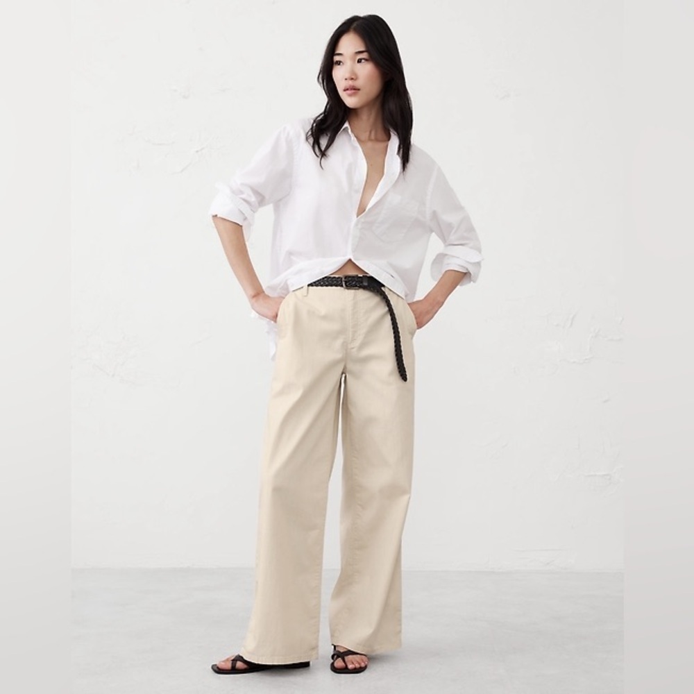 NWT! Banana Republic Ecru Wide-Leg High-Rise Summerweight Jean - Size 35 / 20 🪉